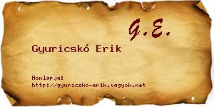 Gyuricskó Erik névjegykártya